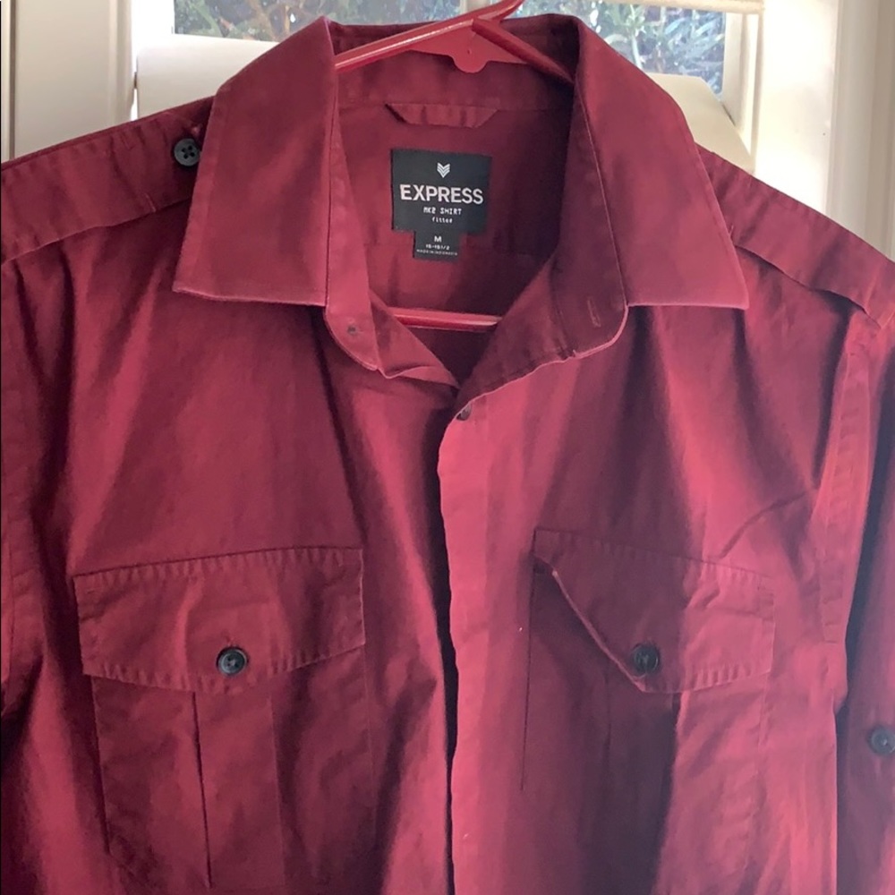Red Dressy Men’s Button Down Long Sleeve